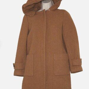 Babylone Wool Brown Tan Hooded  Coat Women Size: 36